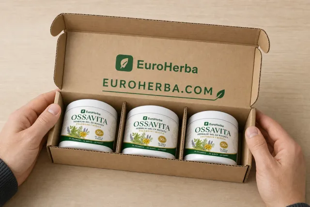Otvorena EuroHerba kutija s tri posude Ossavita gela